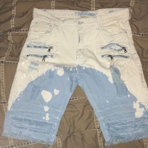 Blue white jean shorts